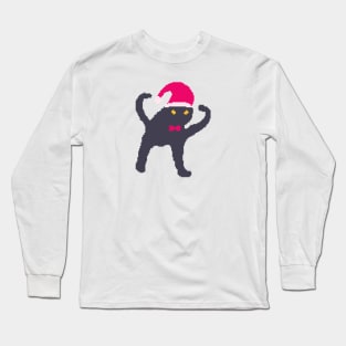 Funny Cat Meme Pixel art Chirstmas Long Sleeve T-Shirt